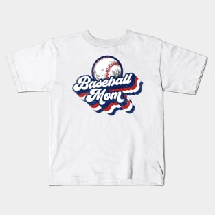 Retro Baseball Mom Red White Blue Kids T-Shirt
